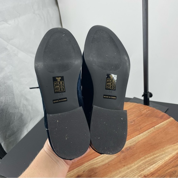 Chelsea Crew Taxi Blue Oxfords Loafers Velvet Size 38 7-7.5 lace up - Picture 6 of 6